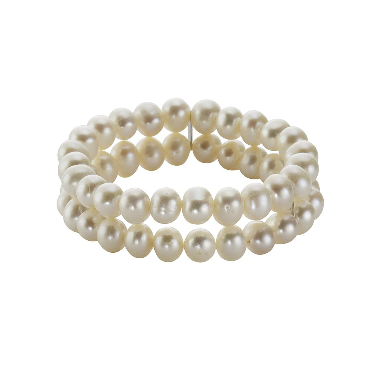 Schmuck Perlenarmband Damen Süßwasserzuchtperlen weiß 8mm zweireihig 19cm günstig kaufen