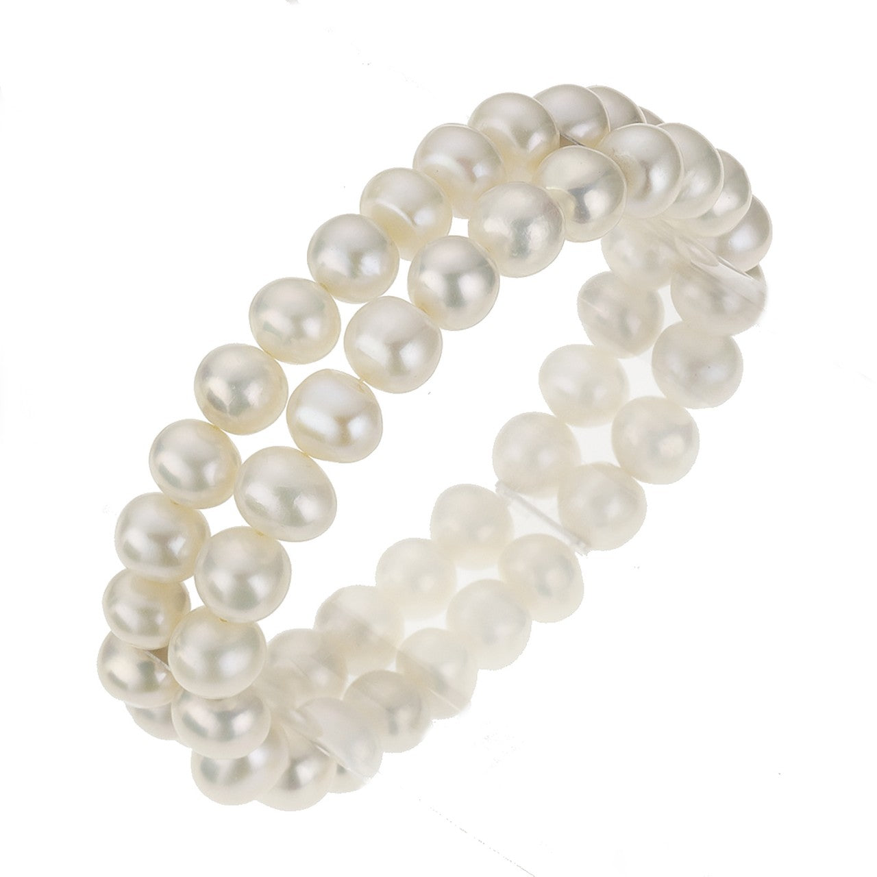 Schmuck Perlenarmband Damen Süßwasserzuchtperlen weiß 8mm zweireihig 19cm günstig kaufen