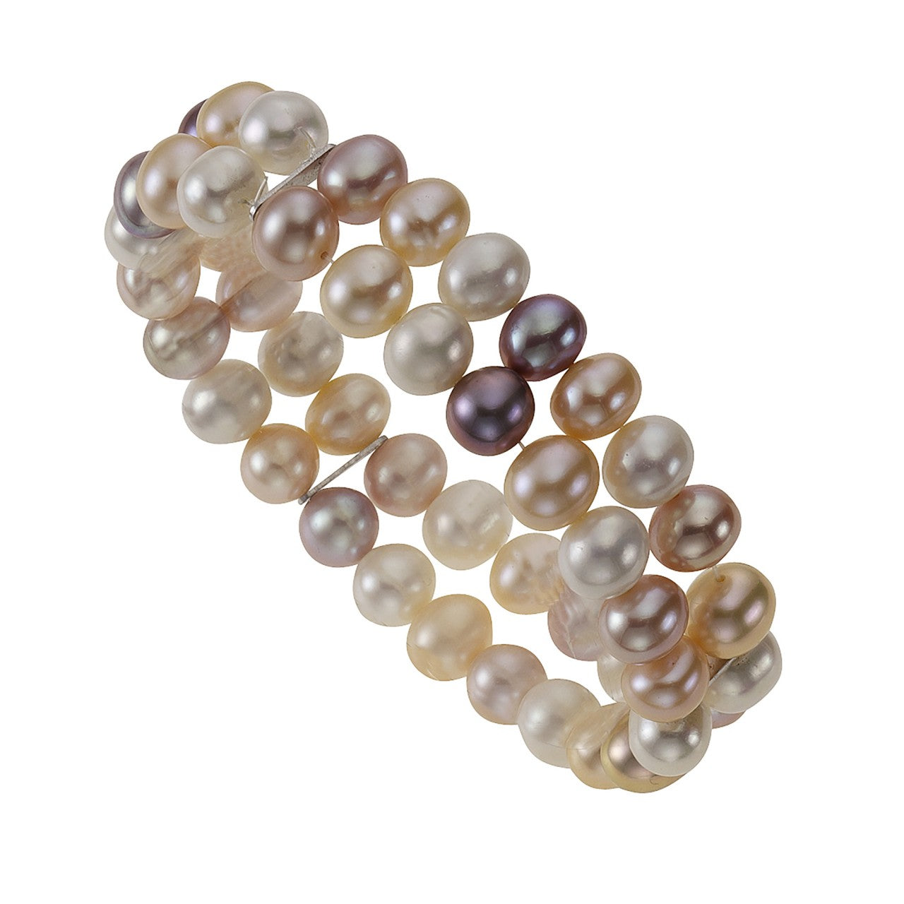 Schmuck Perlenarmband Damen Süßwasserzuchtperlen mehrfarbig 8mm zweireihig 19cm günstig kaufen