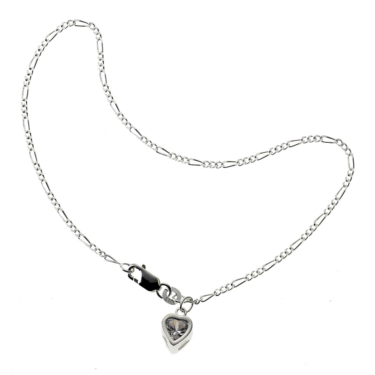 Schmuck Fußkette Damen 925 Silber Herz Zirkonia 25cm günstig kaufen