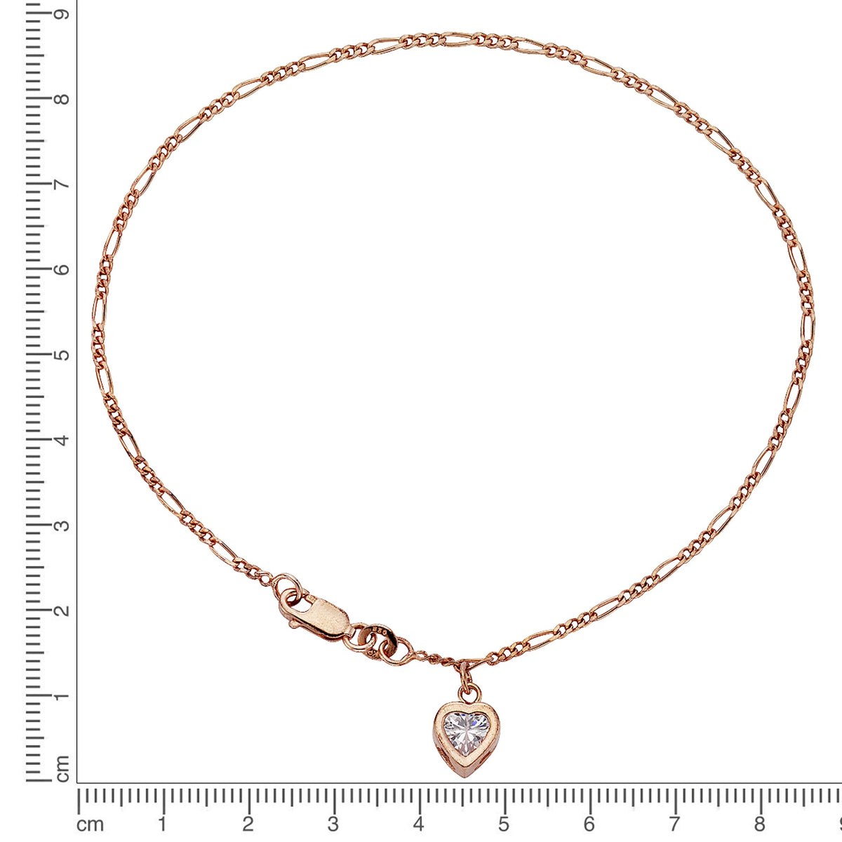 Fußkette keine / nicht relevant 925/- Sterling Silber rotvergoldet 25cm Zirkonia