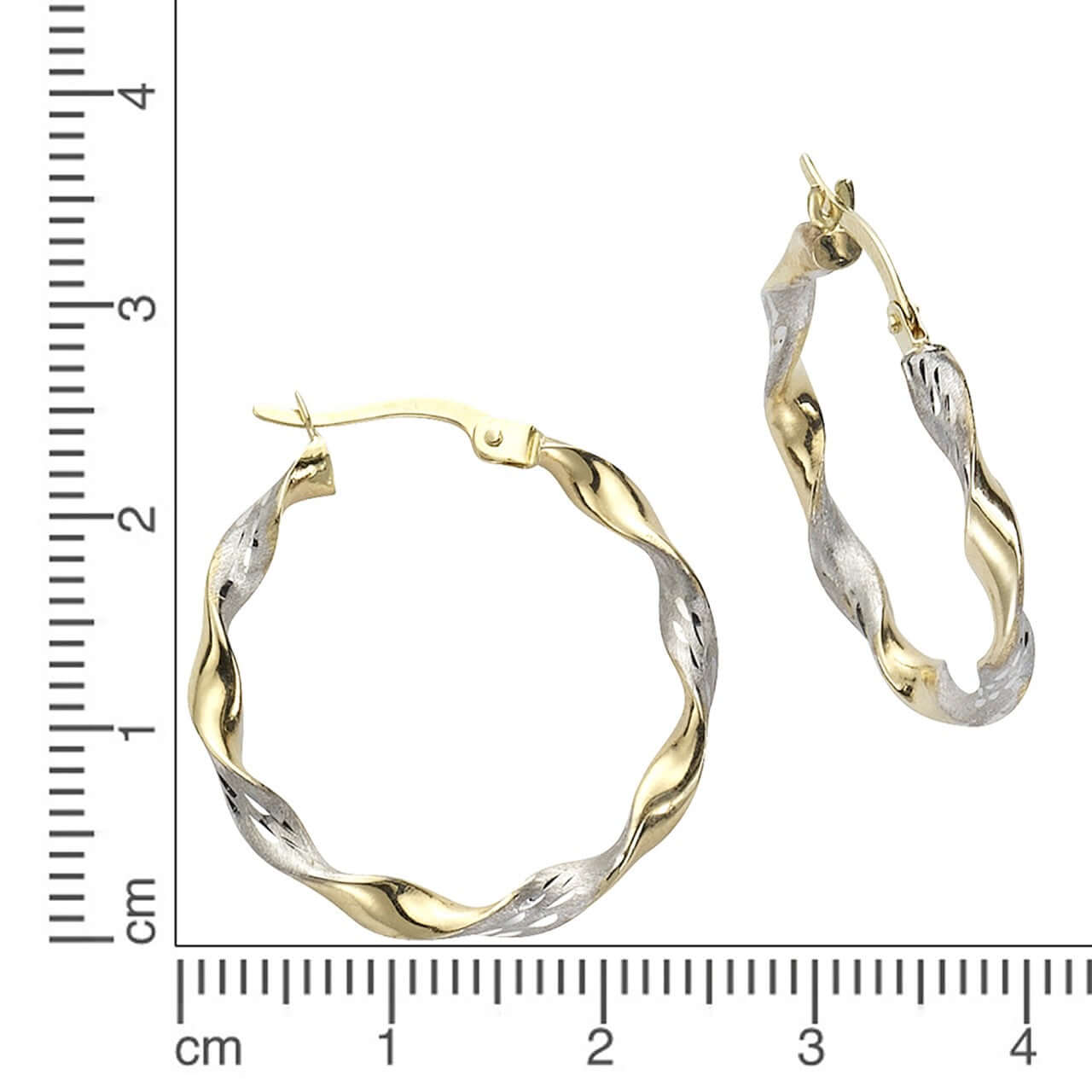 Schmuck Ohrringe Damen Gold 333 zweifarbig glanz matt 2,5cm, 1 Paar günstig kaufen