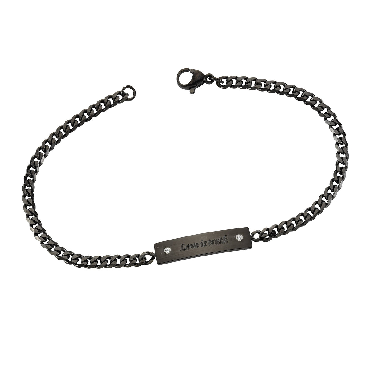 Armband Panzerkette Edelstahl 20,5cm Zirkonia