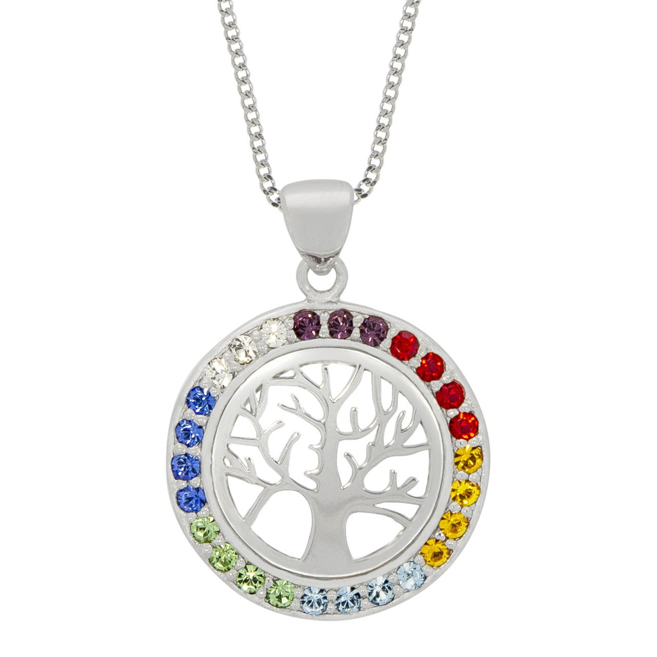 Schmuck Halsketten-Anhänger mit Halskette Damen 925er Sterling Silber rhodiniert Kristalle Regenbogen 45cm günstig kaufen