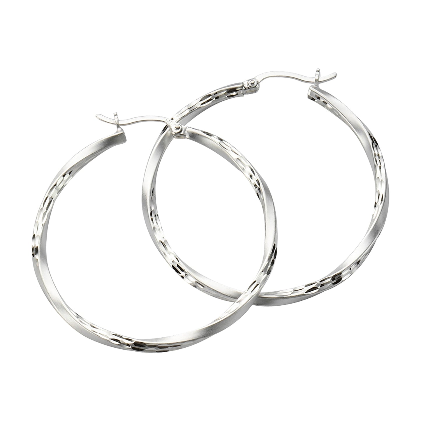 Creolen 925/- Sterling Silber rhodiniert 4,0cm ohne