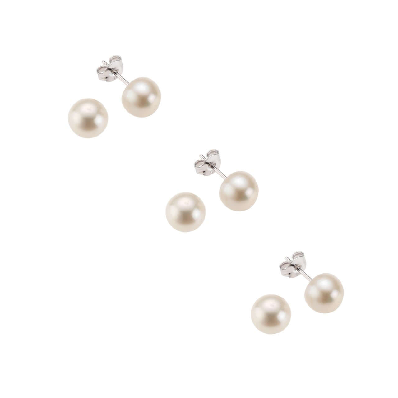 Schmuck Ohrstecker 3er-Set Damen 925 Silber rhodiniert Süßwasserzuchtperlen weiß 5mm 1,2cm günstig kaufen