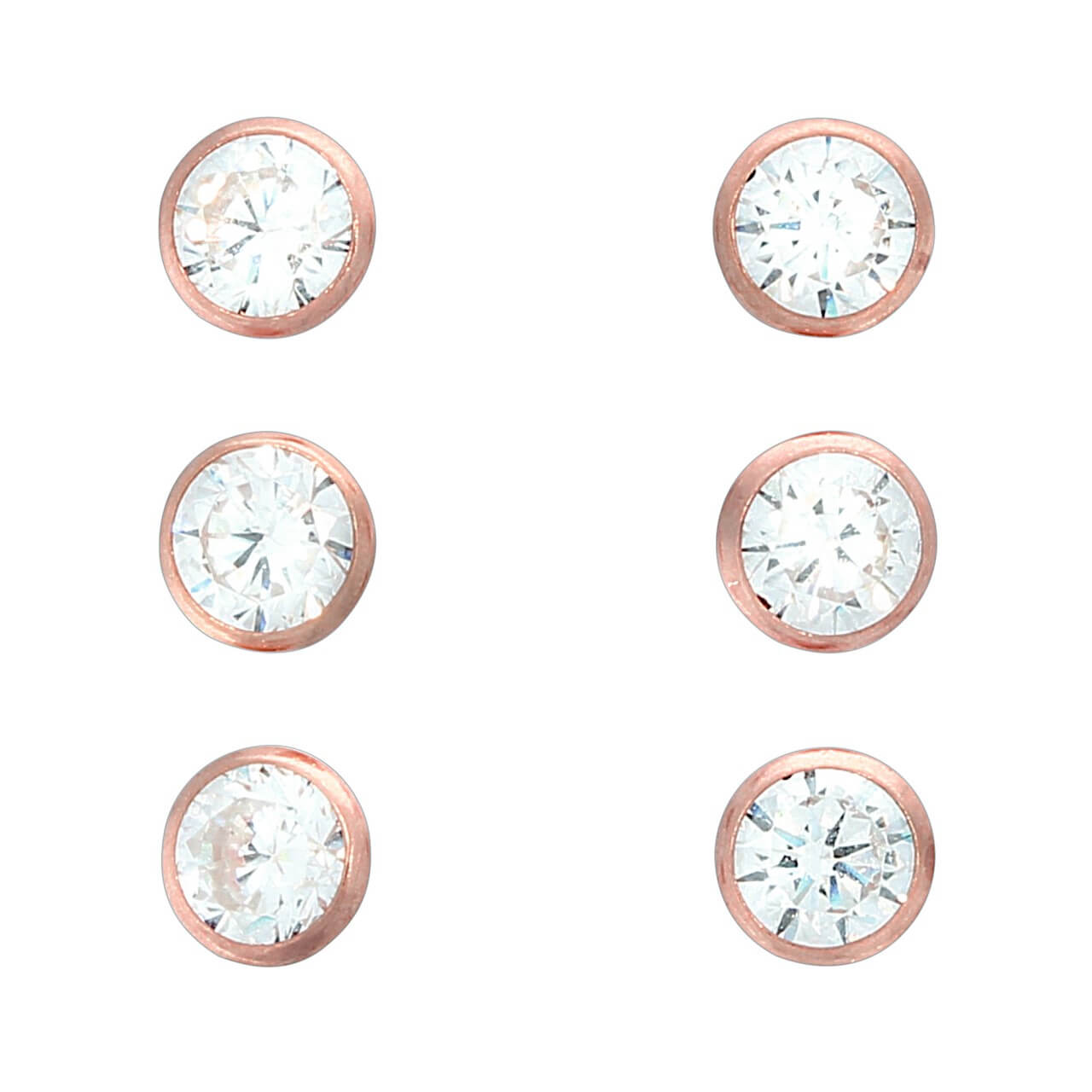 Schmuck Ohrstecker Damen 925 Silber rotvergoldet 3er-Set 4mm 1,2cm günstig kaufen