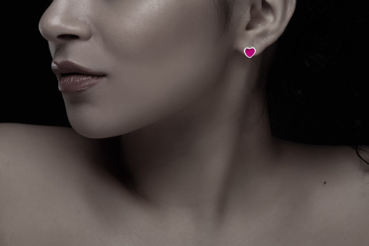 Schmuck Ohrstecker Kinder 925er Sterling Silber Herz Lack rosa 0,5cm, 1 Paar günstig kaufen