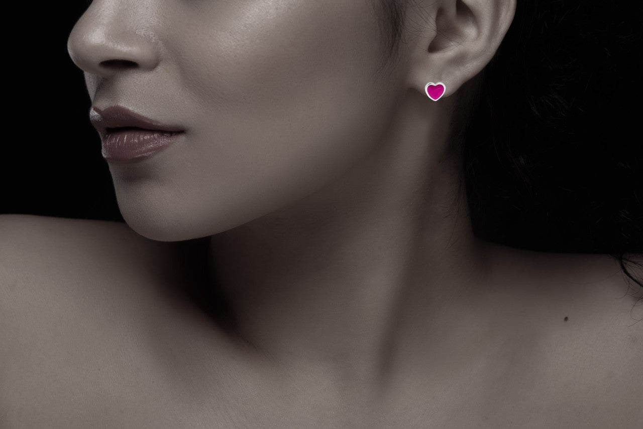 Schmuck Ohrstecker Kinder 925er Sterling Silber Herz Lack türkis 0,5cm, 1 Paar günstig kaufen