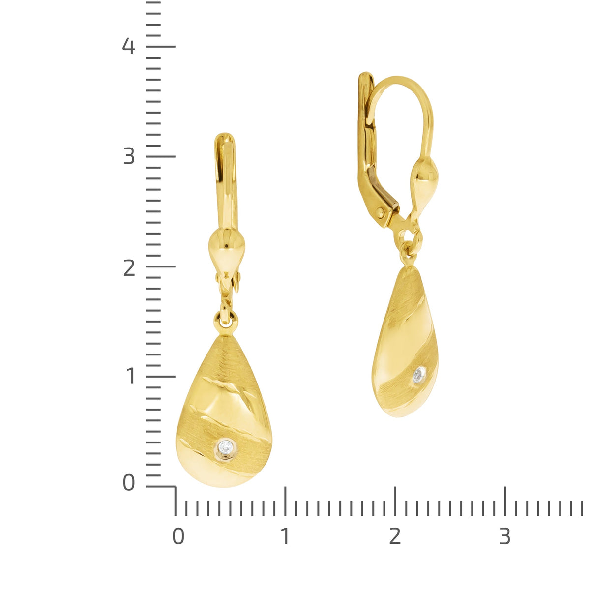 Ohrhänger 375/- Gold rhodiniert (teil) 3,0cm Diamant 0,01ct.