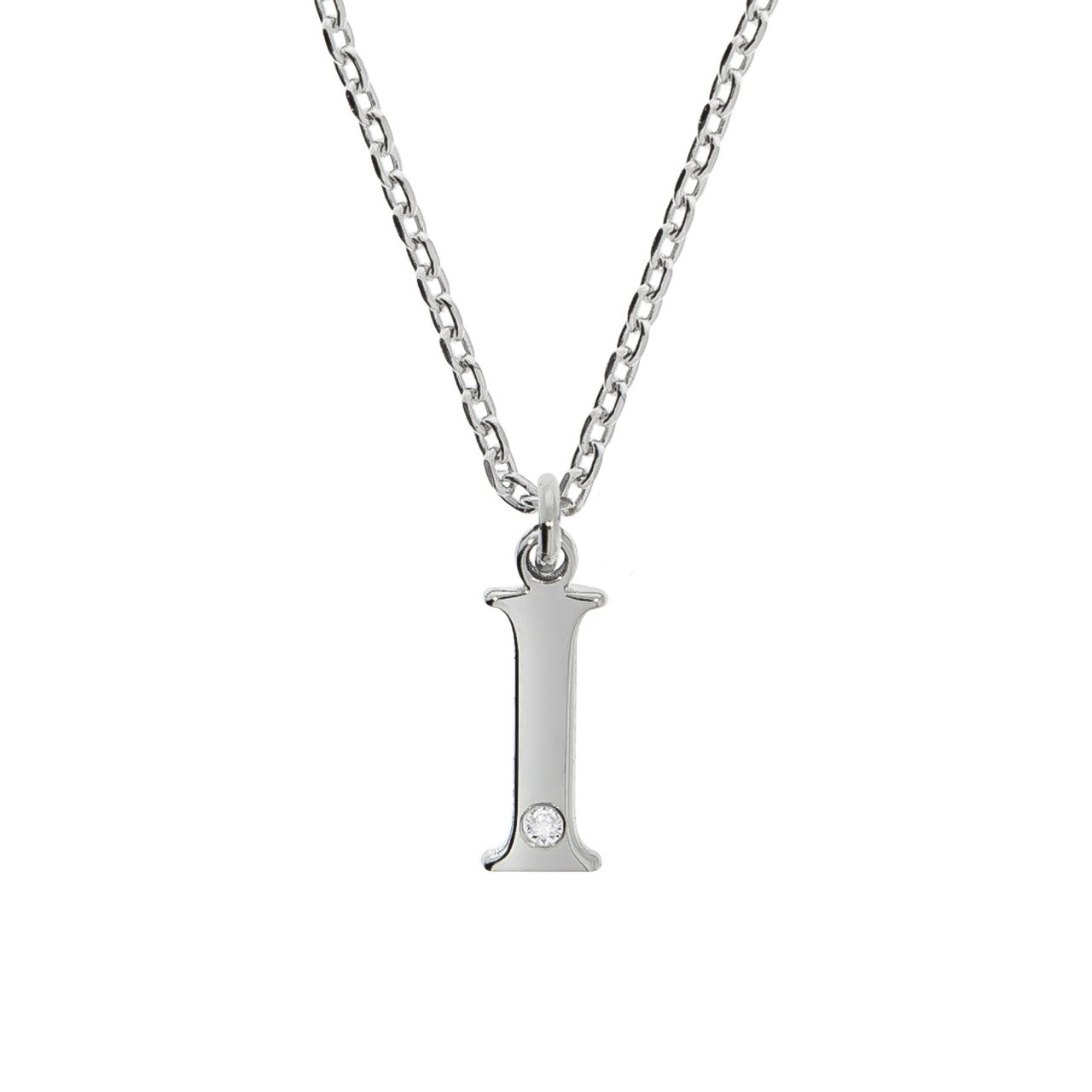 Schmuck Halsketten-Anhänger mit Halskette Damen 925er Sterling Silber Diamant 0,008ct. Buchstabe I 45+3cm günstig kaufen