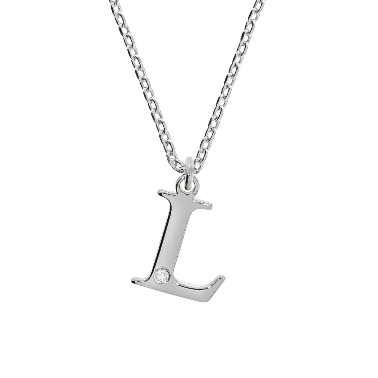 Schmuck Halsketten-Anhänger mit Halskette Damen 925er Sterling Silber Diamant 0,008ct. Buchstabe L 45+3cm günstig kaufen