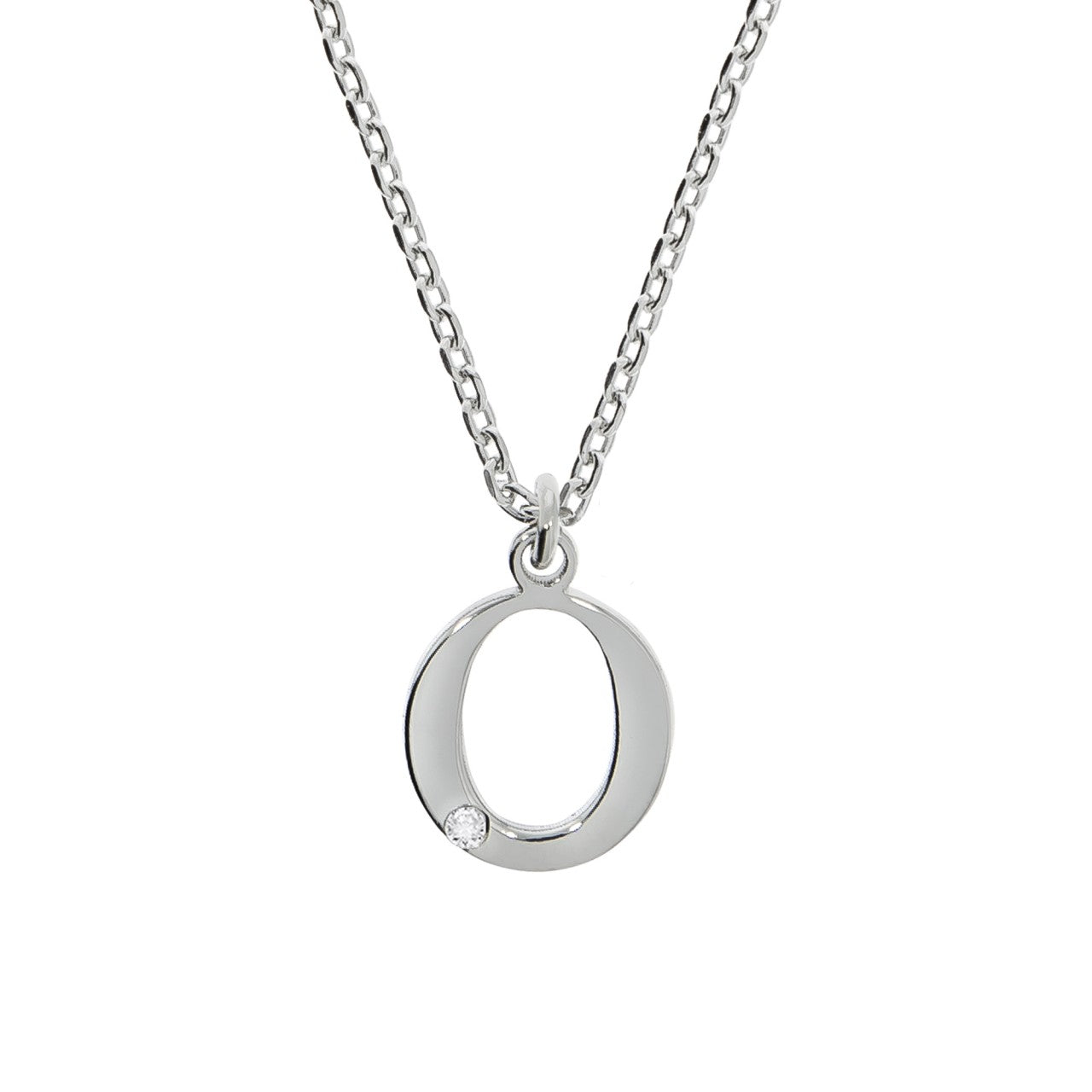 Schmuck Halsketten-Anhänger mit Halskette Damen 925er Sterling Silber Diamant 0,008ct. Buchstabe O 45+3cm günstig kaufen