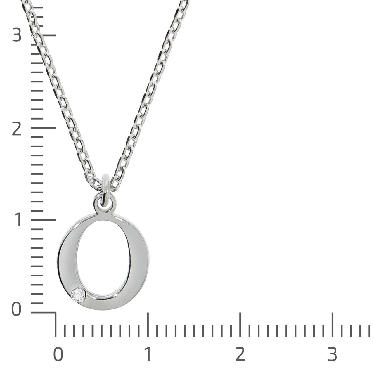 Schmuck Halsketten-Anhänger mit Halskette Damen 925er Sterling Silber Diamant 0,008ct. Buchstabe O 45+3cm günstig kaufen