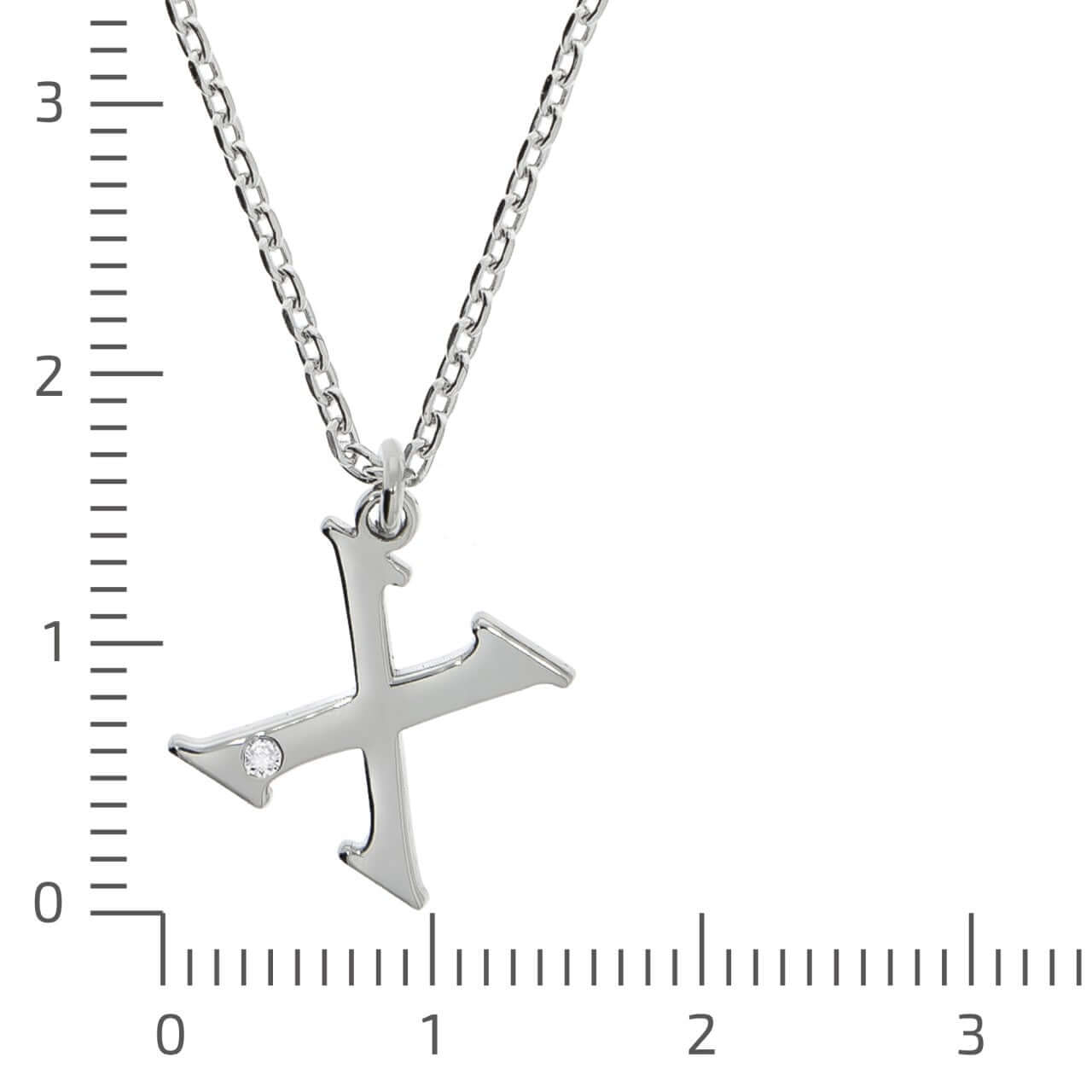 Schmuck Halsketten-Anhänger mit Halskette Damen 925er Sterling Silber Diamant 0,008ct. Buchstabe X 45+3cm günstig kaufen