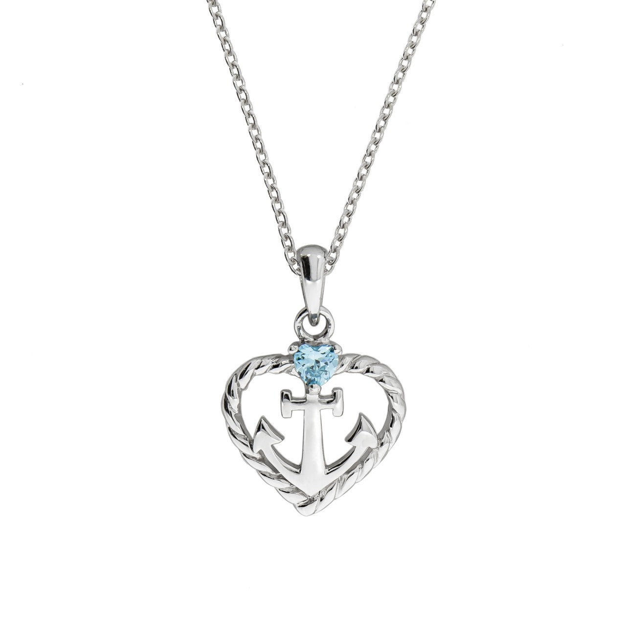 Schmuck Halskette Damen Silber 925 rhodiniert Herz Zirkonia blau 45cm günstig kaufen