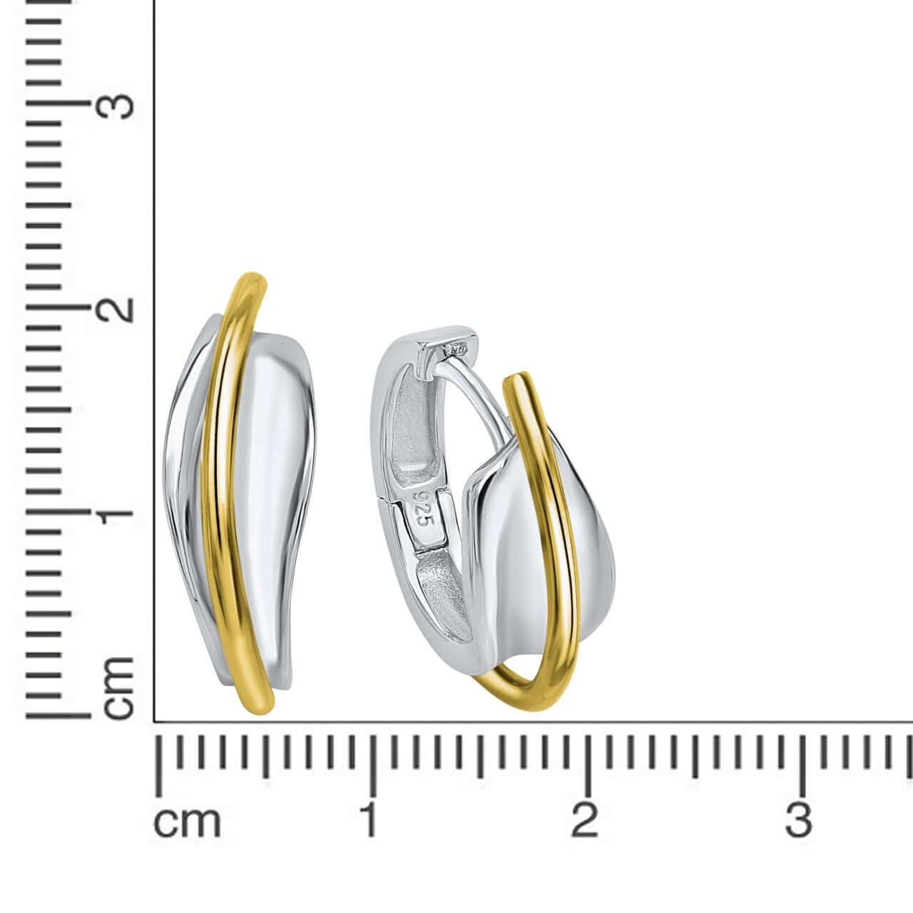 Schmuck Creolen Ohrringe Damen 925 Silber rhodiniert und teilvergoldet 2,1cm, 1 Paar günstig kaufen