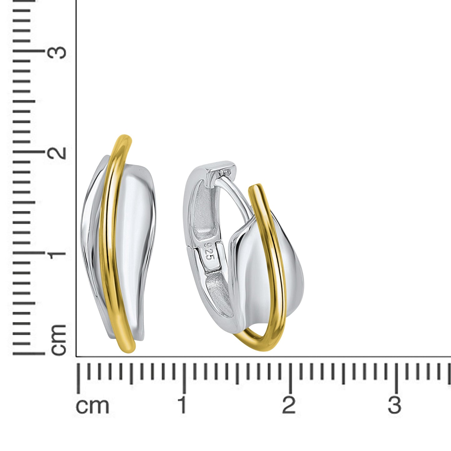 Creolen 925/- Sterling Silber vergoldet (teil) 2,1cm ohne Stein
