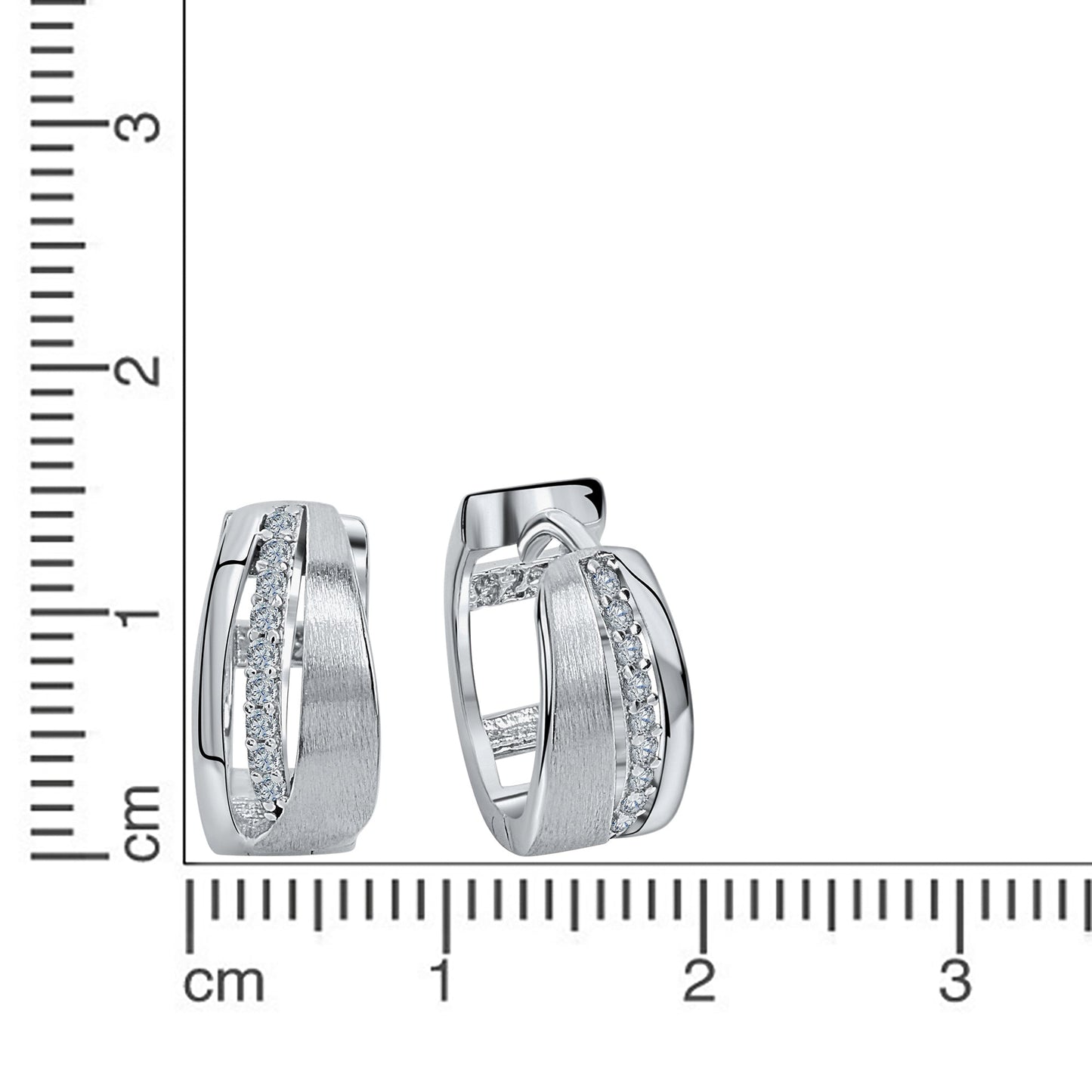 Creolen 925/- Sterling Silber rhodiniert 1,25cm Zirkonia