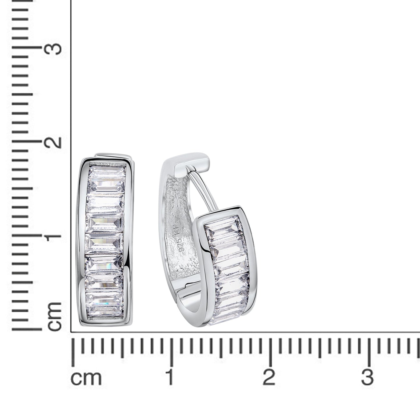Creolen 925/- Sterling Silber rhodiniert 1,6cm Zirkonia