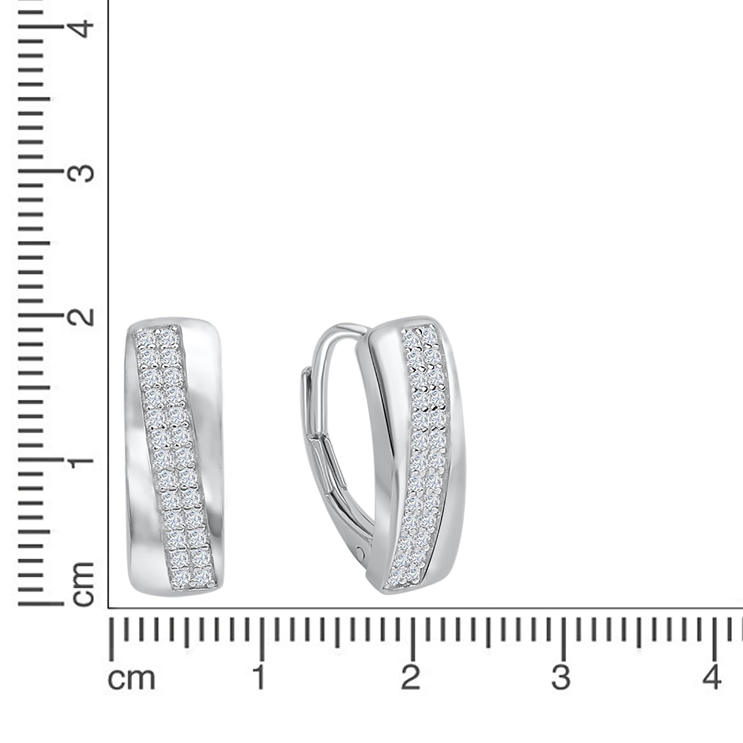 Creolen 925/- Sterling Silber rhodiniert 1,6cm Zirkonia