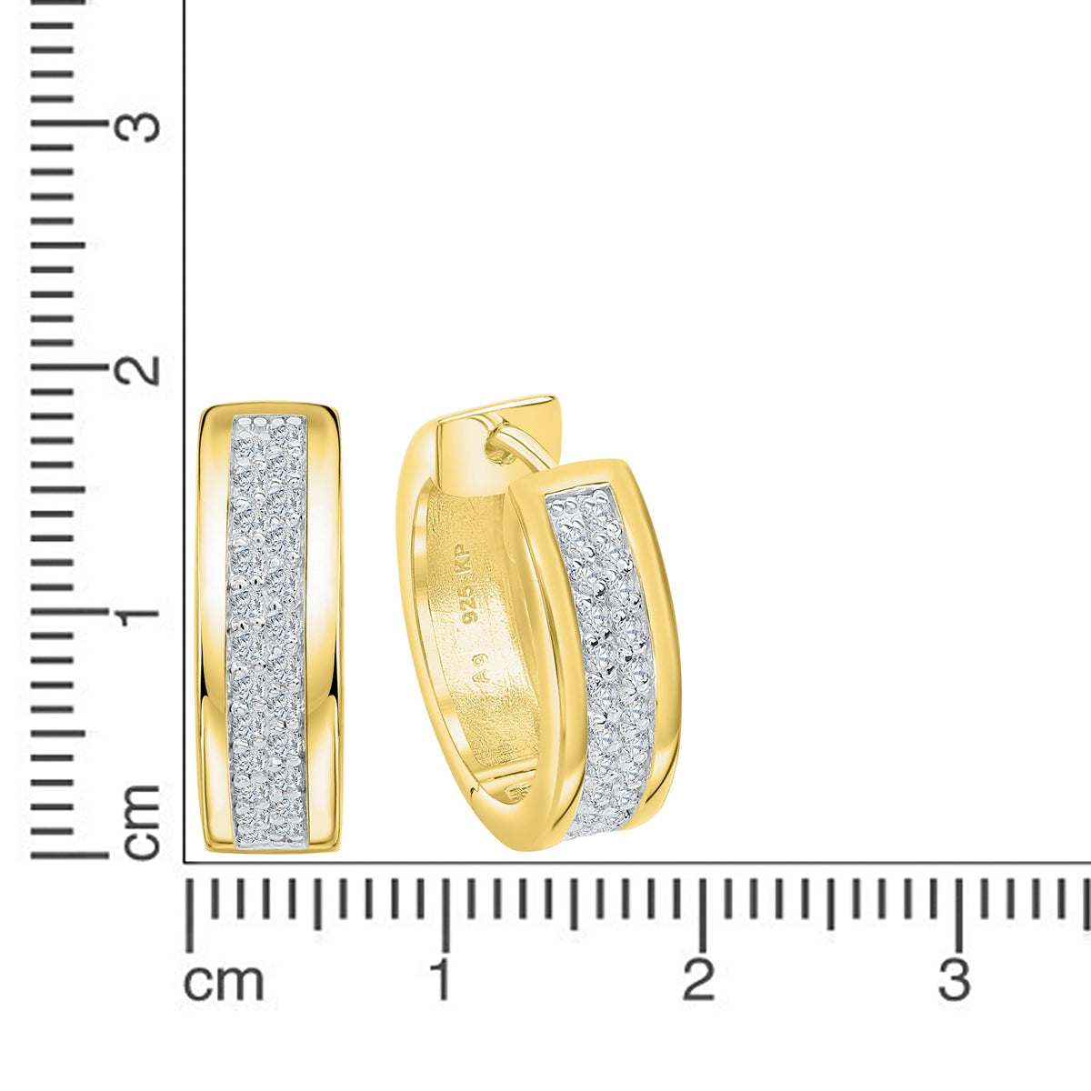 Creolen 925 Silber vergoldet Zirkonia 925/- Sterling Silber vergoldet 1,8cm Zirkonia