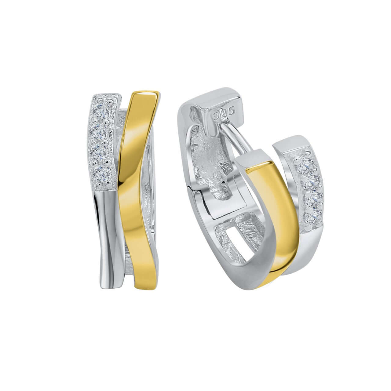 Schmuck Creolen Ohrringe Damen 925 Silber rhodiniert teilvergoldet 1,7cm, 1 Paar günstig kaufen
