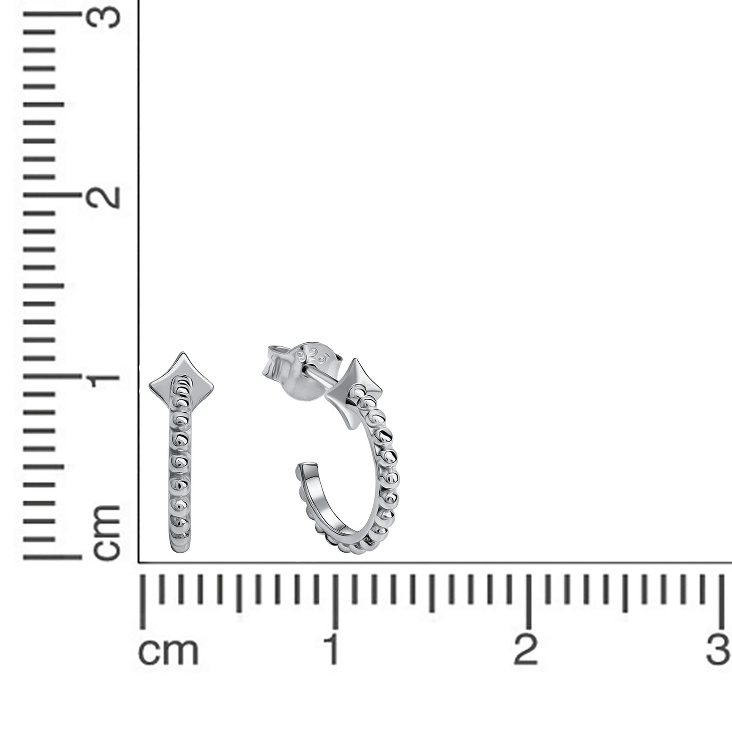 Creolen 925/- Sterling Silber rhodiniert 1,2cm ohne Stein