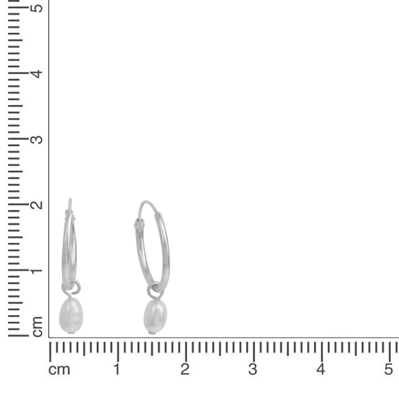 Schmuck Creolen Ohrringe Damen 925 Silber rhodiniert Perle weiß 2,0cm, 1 Paar günstig kaufen