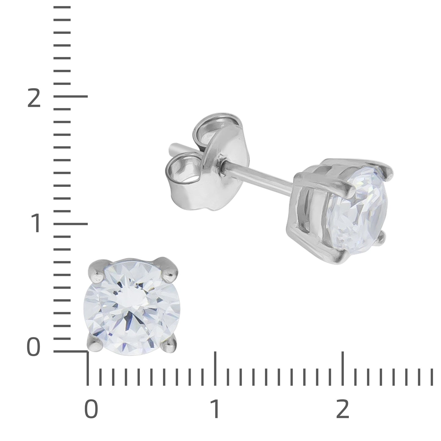 Ohrstecker 925/- Sterling Silber rhodiniert 0,6cm Zirkonia