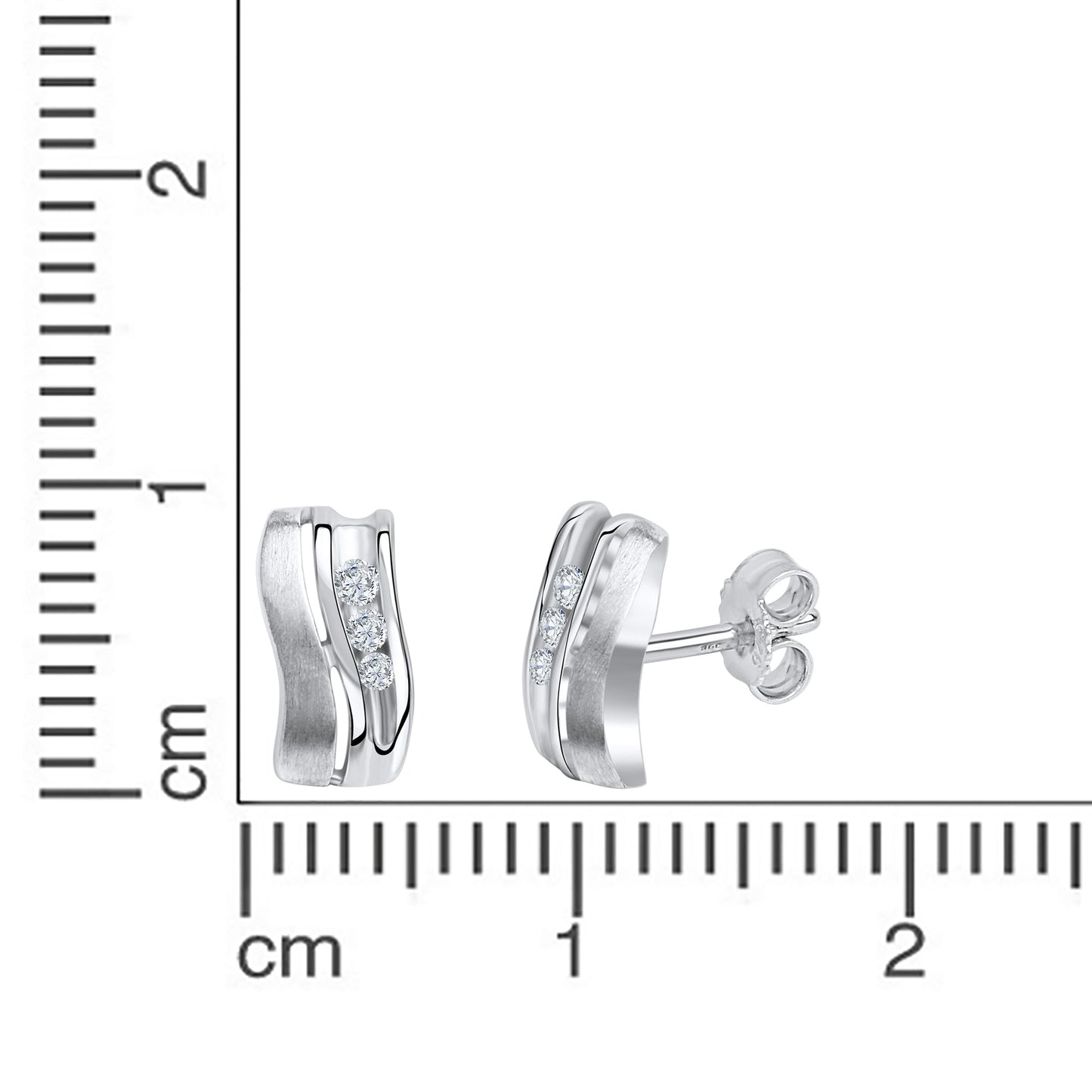 Ohrstecker 925/- Sterling Silber rhodiniert 1cm Zirkonia