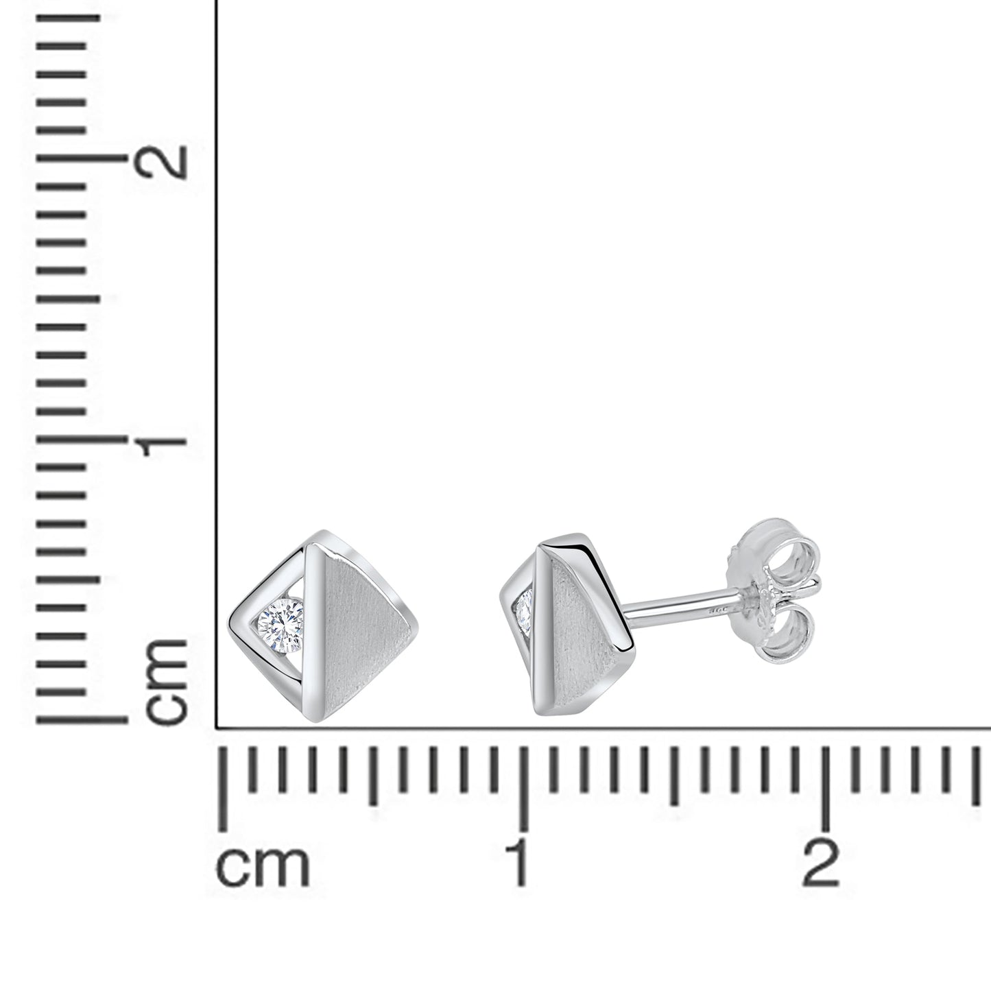Ohrstecker 925/- Sterling Silber rhodiniert 1cm Zirkonia