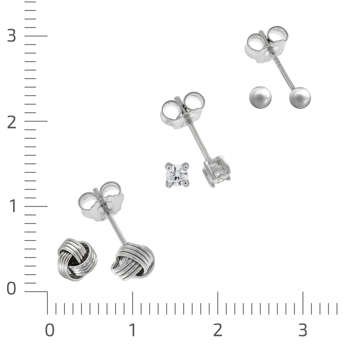 Ohrstecker 925/- Sterling Silber rhodiniert 1cm Zirkonia