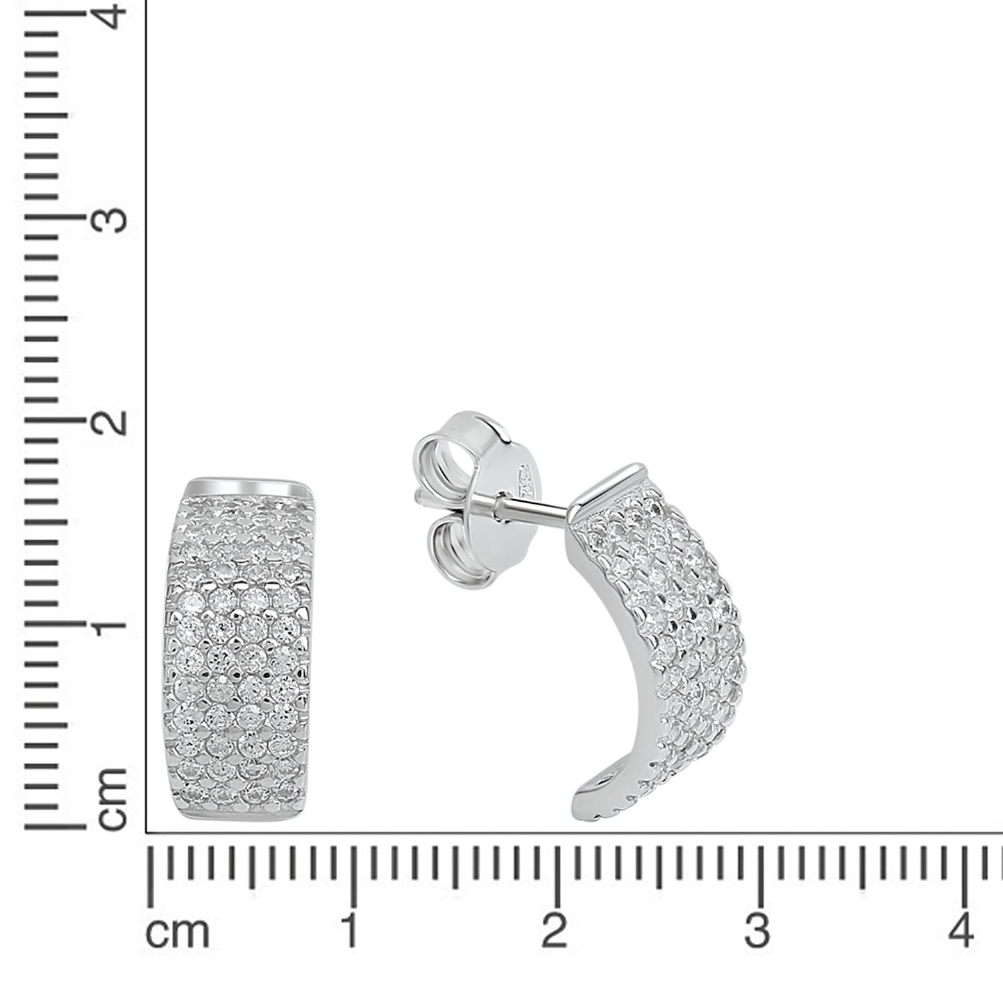 Ohrstecker 925 Silber rhodiniert Zirkonia 925/- Sterling Silber rhodiniert 1cm Zirkonia