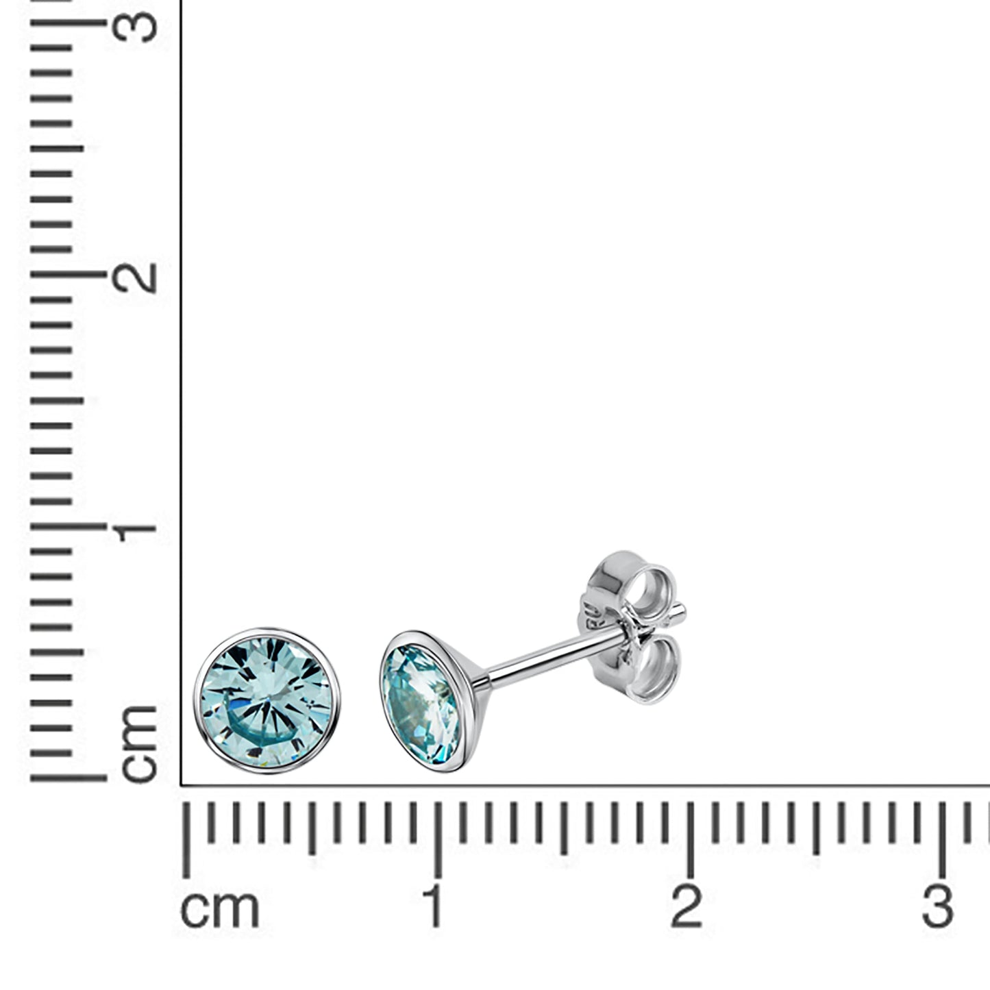 Ohrstecker 925 Silber rhodiniert CZ hellblau 925/- Sterling Silber rhodiniert 1cm Zirkonia