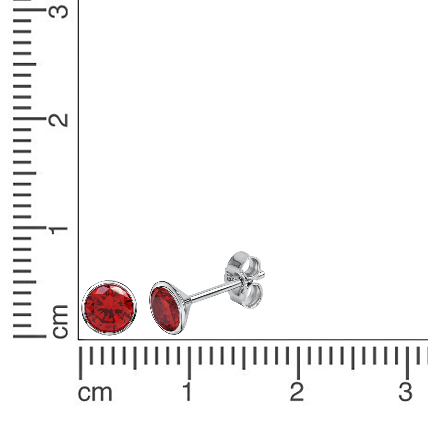 Ohrstecker 925 Silber rhodiniert CZ rot 925/- Sterling Silber rhodiniert 1cm Zirkonia