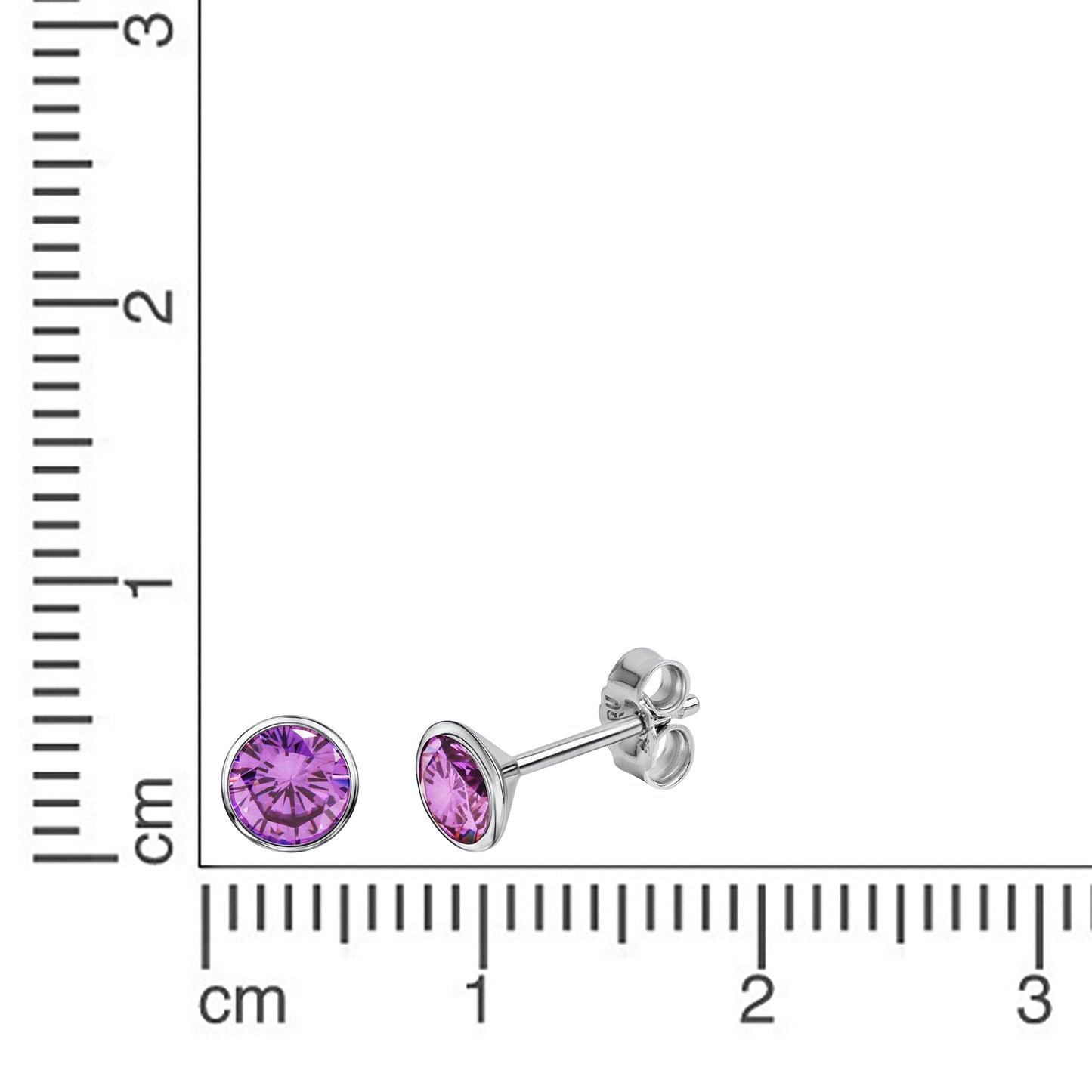 Ohrstecker 925 Silber rhodiniert CZ lila 925/- Sterling Silber rhodiniert 1cm Zirkonia