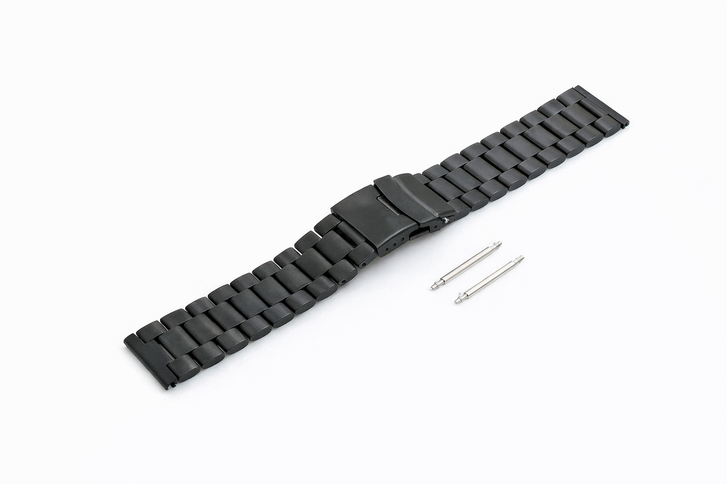 SYSTEM-S 22mm Edelstahl-Uhrenarmband – Schwarz – mit Faltschließe und Federstegen