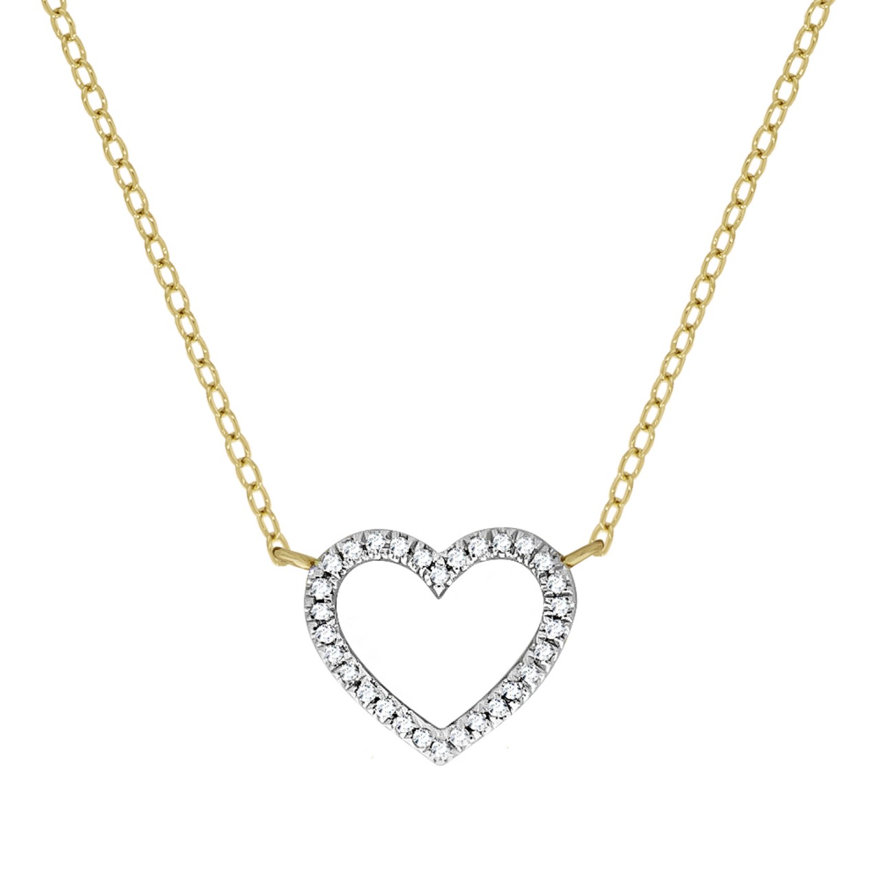 Schmuck Kette mit Herz Diamant-Collier Damen 375 Gelbgold zweifarbig Herz 42/45cm günstig kaufen