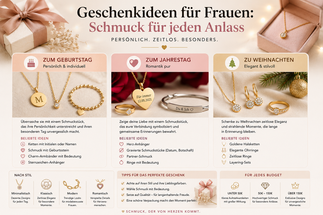 Geschenkideen für Frauen: Schmuck für jeden Anlass (Geburtstag, Jahrestag, Weihnachten)