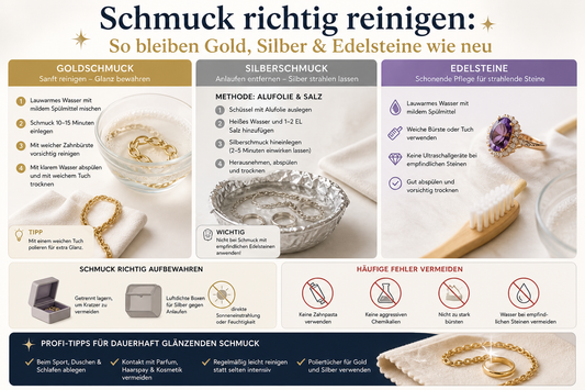 Schmuck richtig reinigen: So bleiben Gold, Silber &amp; Edelsteine wie neu