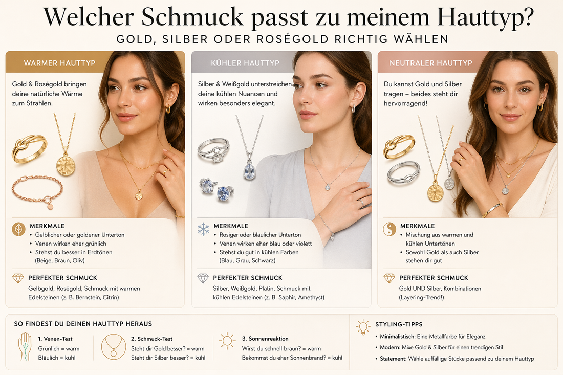 Welcher Schmuck passt zu meinem Hauttyp? Gold, Silber oder Roségold richtig wählen