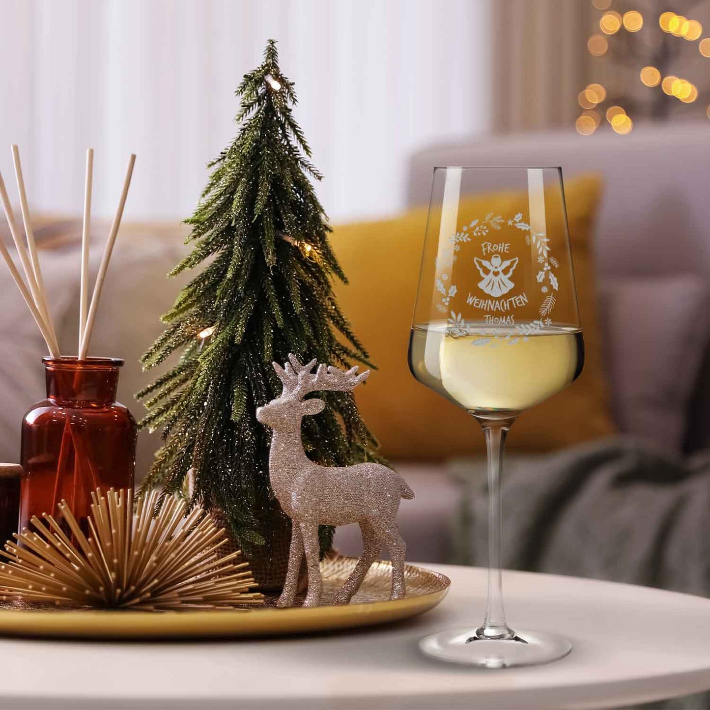 Leonardo Weinglas mit Gravur - "Frohe Weihnachten Engel"