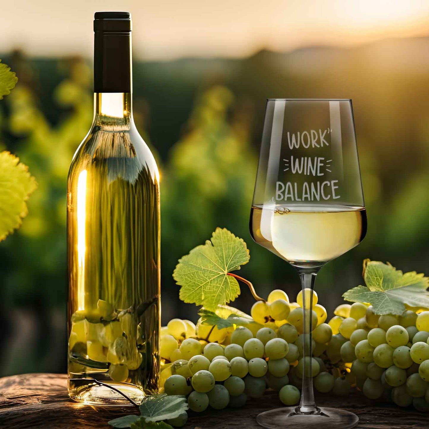 Leonardo Weinglas mit Gravur "Work Wine Balance" Design