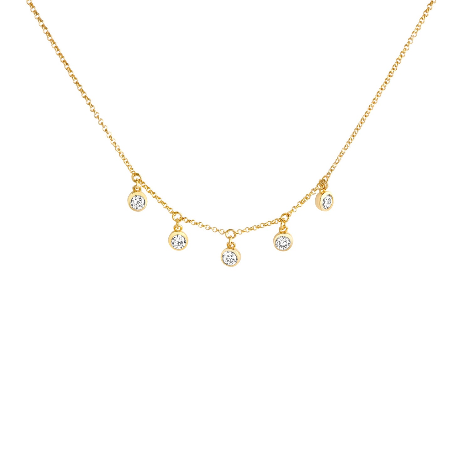 Halskette Ankerkette 925/- Sterling Silber vergoldet 45cm Zirkonia