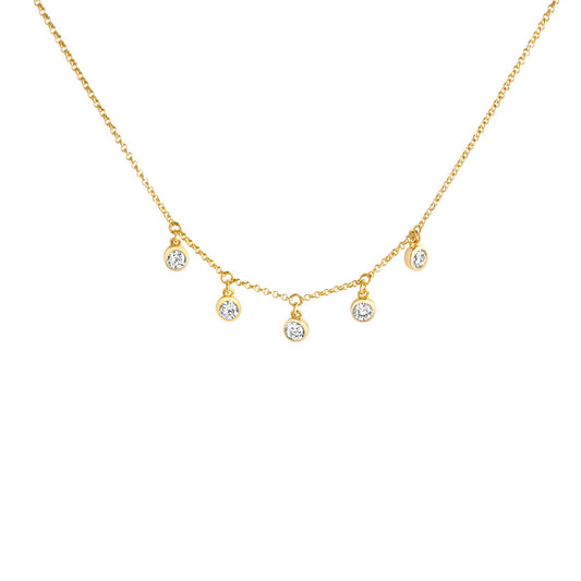 Zeeme Basic - Damen-Halskette aus 925 Sterling Silber vergoldet 45cm lang mit weißen Zirkonia-Steinen