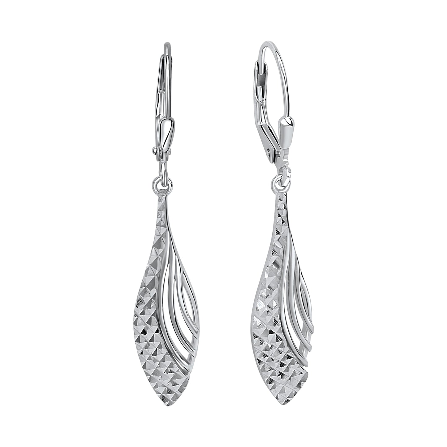 Ohrhänger 925 Silber glanz/diamantiert 925/- Sterling Silber rhodiniert 4,3cm