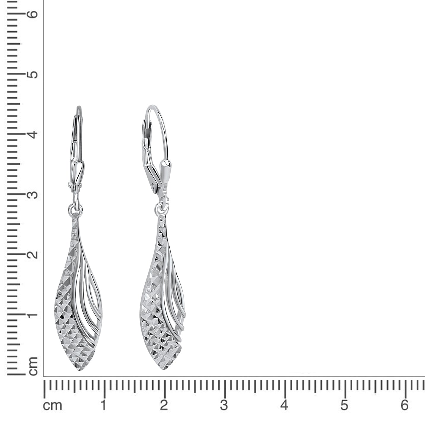 Ohrhänger 925 Silber glanz/diamantiert 925/- Sterling Silber rhodiniert 4,3cm