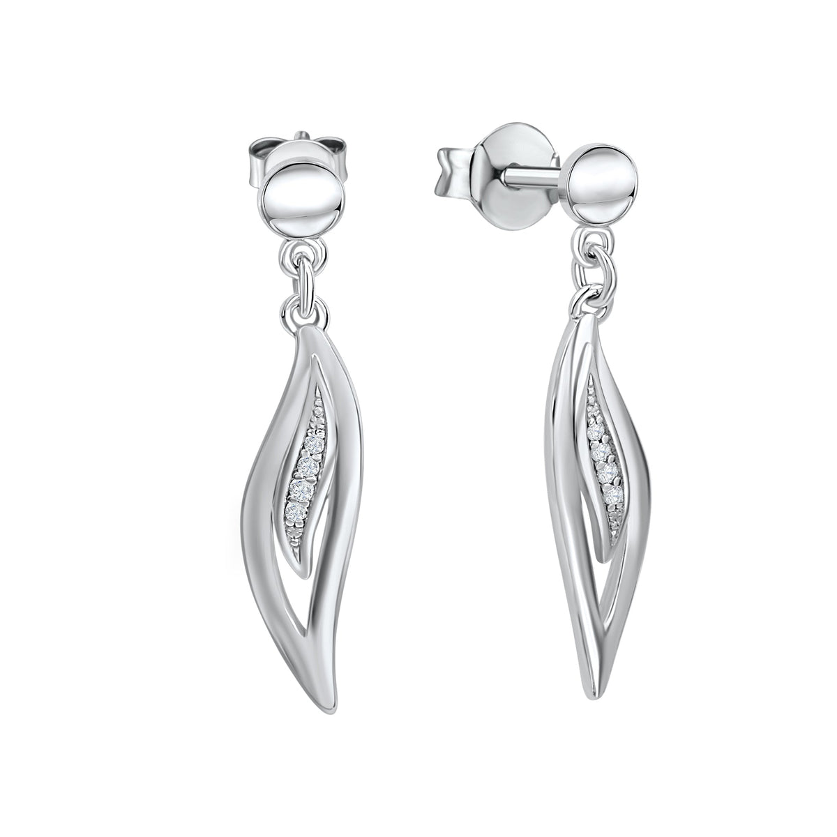 Ohrstecker Silber 925 rhodiniert CZ 925/- Sterling Silber rhodiniert 2,9cm Zirkonia