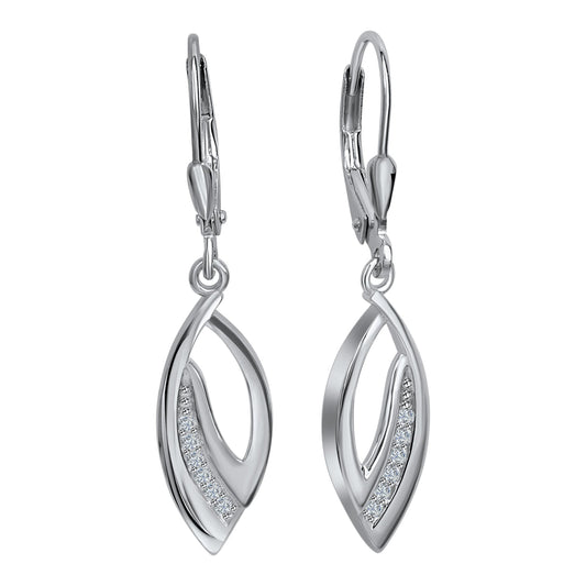 Ohrringe 925 Silber rhodiniert mit weißen Zirkonia-Steinen